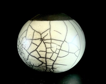 White Crackle Raku Vase