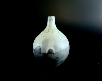 Naked Raku Vase in Black and White