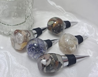 Handmade Resin Bottle Stopper | White Crystal Bottle Stopper | Wine Gift | Bar Cart Accessory