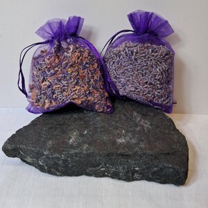 Natural Rose Confetti Lavender Purple Sachets , Set of Three - Organic Bulk - Wedding Toss - Closet - Drawer - Relaxing Gift You Choose Mix