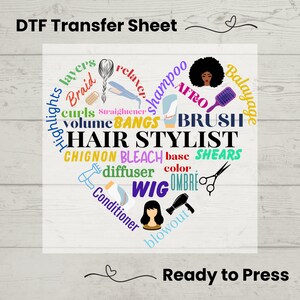 Hair Stylist DTF Transfer Sheet: Ready to Press, Custom DIY Design