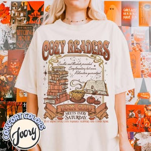 Cozy Readers Book Club Comfort Colors Shirt, Coffee and Book Lover, Cozy Reader, Autumn Fall Cozy Bookish, Fall Book Club, Halloween Gifts