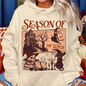 Season Of The Witch Sweatshirt, Retro Halloween Hoodie, Cute Retro Horror Social Club, Fall Sweatshirt, Trendy Spooky Clothing, Bookish Gift