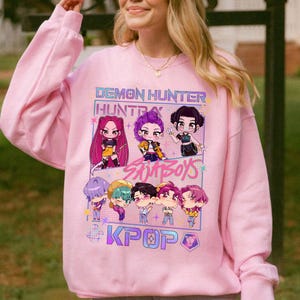 Kpop Demon Hunters Sweatshirt, Kpop Huntrix PIN, Saja Boys Hoodie, Demon Hunter Merch, Halloween Sweatshirt, Kpop Hoodie, Jinu Manga