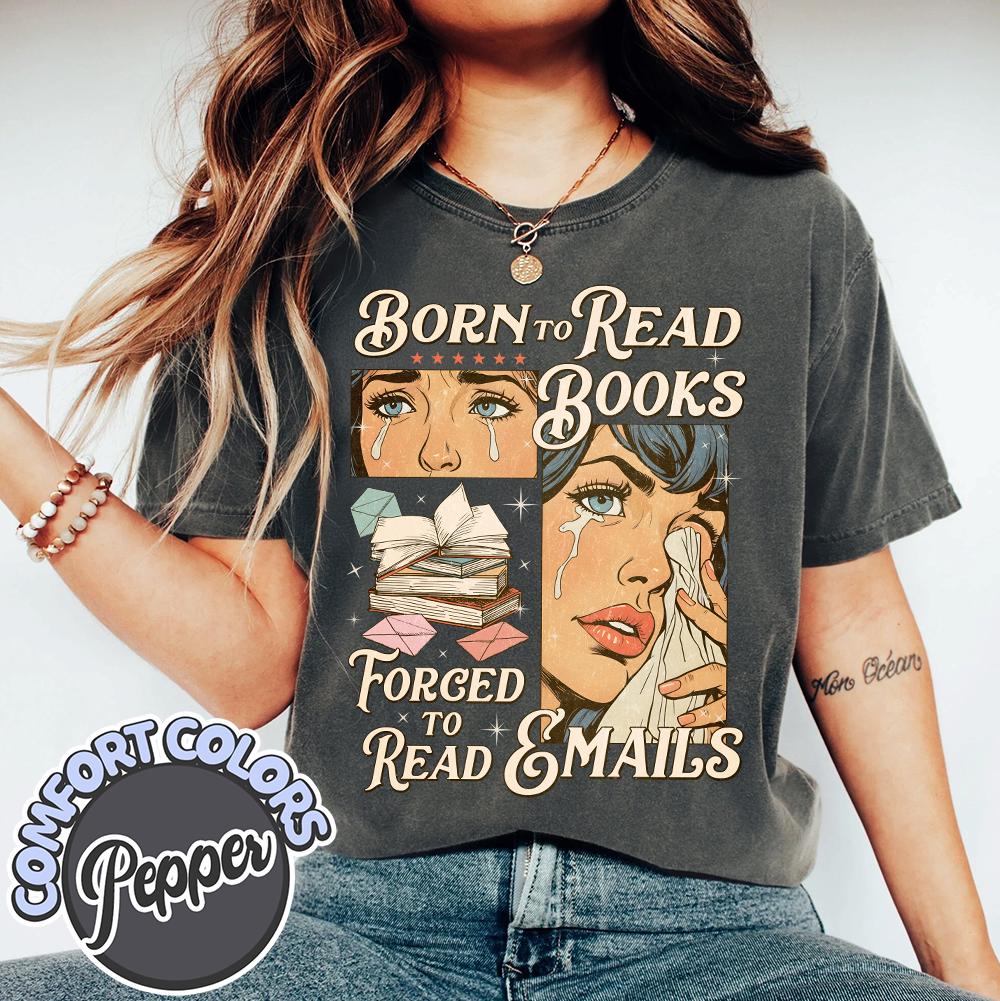 Born To Read Bookish T-Shirt Women's - Funny Book Lover Gift, Casual Short Sleeve Graphic Tee, Summer Top