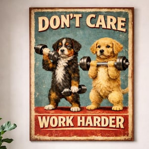 Décoration murale drôle de salle de sport pour chien - Poster d'entraînement pour le Golden Retriever dans les montagnes bernoises