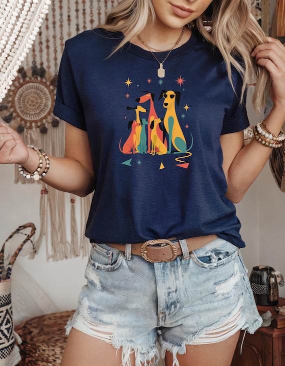Atomic Dog T-Shirt | Mid Century Modern Retro Starburst Dog Lover Tee | Vintage Style Graphic Shirt | Unisex Pet Parent Gift