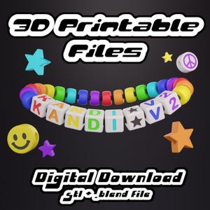 Nuevos archivos STL de cuentas Kandi de traje de piel gigante imprimibles en 3D V2 con insertos de letras