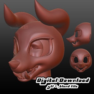 3D Printable Stylized Chameleon Lizard Fursuit Head Base