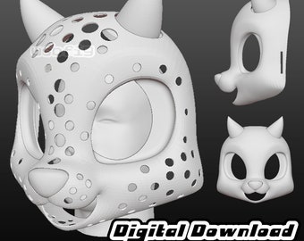 3D Printable Neopets Inspired Fursuit Head Base - Ixi