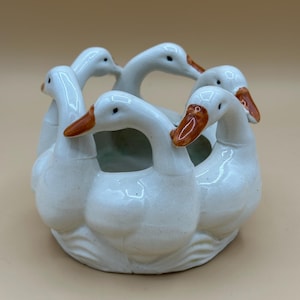 Vintage Goose Duck Planter - Japanese Ceramics - Geese or Ducks in a Row - Ceramic Indoor Pot