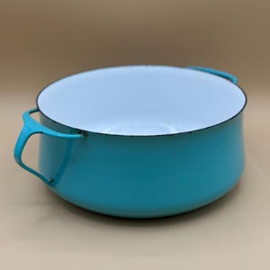 Vintage anni '60 Dansk Denmark IHQ Smalto Casserole Dutch Oven 4 Quart Pot - Turchese - Kobenstyle - Jens Quistgaard - 3 Anatre