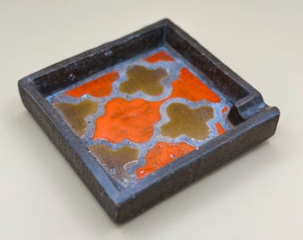 Cenicero de cerámica italiana vintage - Azulejo estilo Bitossi de Aldo Londi - Plato decorativo de mediados de siglo de Italia