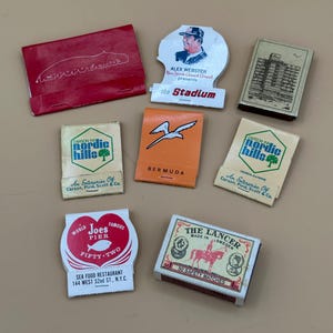 8 Vintage Matchbooks Collection - 1970s Clubs Hotels USA NYC Budapest Bermuda - Travel Souvenirs - Matches