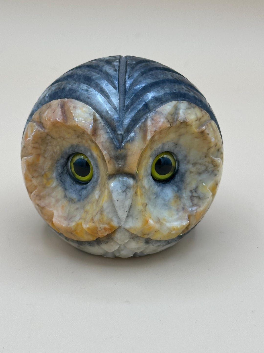 View of Vintage Italian Alabaster Marble Stone Hand Carved Sphere Owl ...
