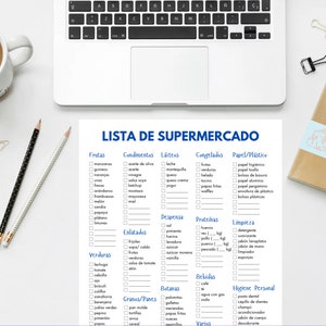 Lista de supermercado Imprimible / Printable Grocery List in Spanish / Shopping List / Lista de compras
