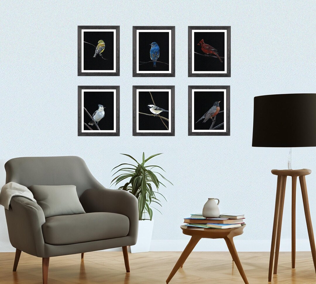 Original Bird Art Prints | Set of 6 North American Bird Artworks | Wall ...