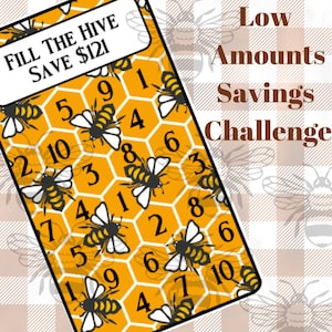 Fill The Hive Bee Savings Challenge DIGITAL DOWNLOAD Cash Stuffing Challenge Low Income Budget Printable 2 sizes A6 Half Sheet Small Amounts