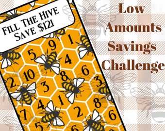 Fill The Hive Bee Spar-Challenge DIGITALER DOWNLOAD Cash-Stuffing-Challenge Low Income Budget Printable 2 Größen A6 halbes Blatt Kleine Beträge