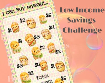 Treat Yourself Yummy Food Savings Challenge DIGITAL DOWNLOAD Mini Cash Stuffing Challenge Low Income Budget Printable 2 sizes A6 Half Sheet