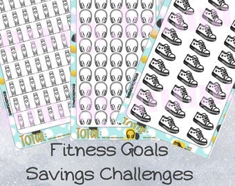 Fitness Goals Savings Challenge DIGITAL DOWNLOAD Mini Cash Stuffing Challenge Low Income Budget Printable 3 Challenges You Choose Amount