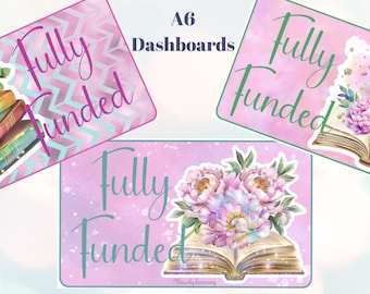 Fully Funded Placeholders Dashboards Fits A6 A5 DIGITAL DOWNLOAD Cash Envelope Stuffing Low Income Budget Printable PDF 3 pack Books Flowers