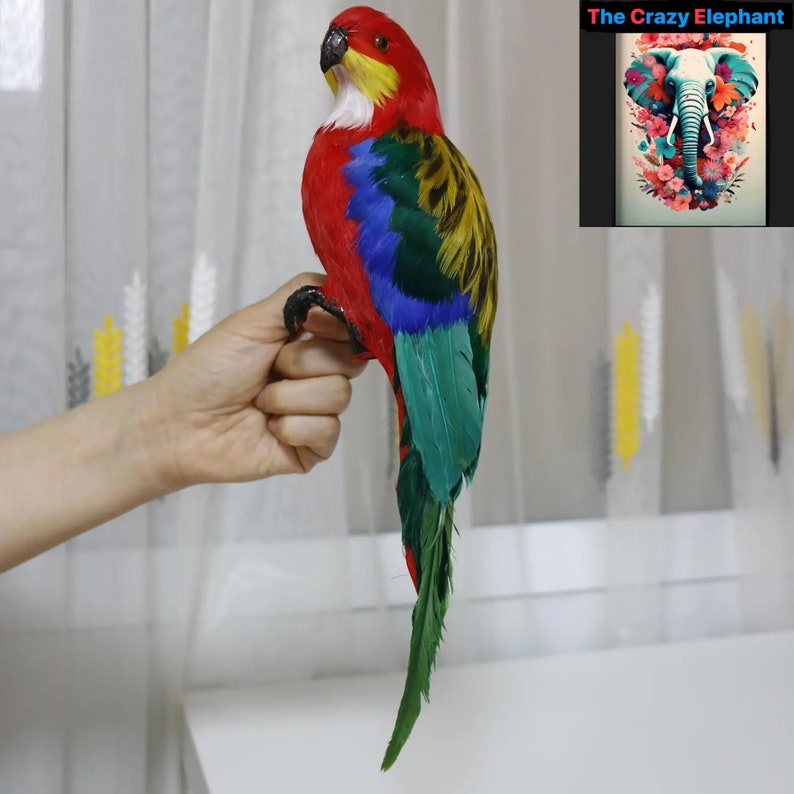 View of Vibrant Feather Parrot Macaw Statue - Home Decor & Housewarming Gift ...