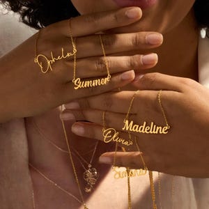 Collar con nombre personalizado, gargantilla con nombre personalizado para mujer, colgante con letra cursiva personalizada, placa con nombre, joyería, regalo para ella o para él