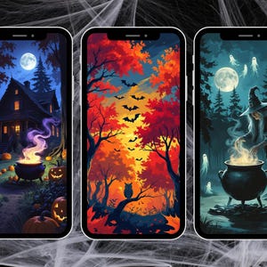 Halloween Phone Wallpapers: Spooky Season Bundle (Digital Downloads, JPG 1080x1920px)