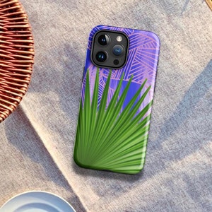 Botanical Palm and Abstract Print Phone Cover | Tough Case | Tropical Leaves Aesthetic | iPhone 12 13 14 15 Pro Max | Plant Lover Gift