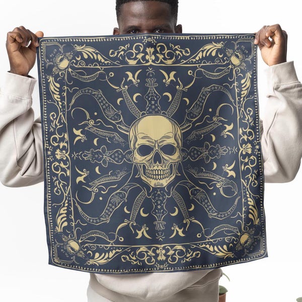 Blue Pirate Bandana – Skull and Crossbones Design for Costumes, Accessories, and Everyday Wear