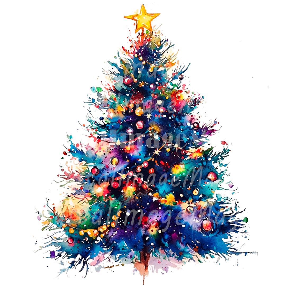 19 Abstract Christmas Tree Clipart, Printable Watercolor Clipart, High ...