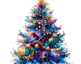 19 Abstract Christmas Tree Clipart, Printable Watercolor clipart, High Quality PNG/JPGs, Digital download, Paper craft, junk journals