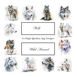 Wolf Clipart - 24 High Quality JPGs - Digital Download - Card Making, Clip Art, Digital Paper Craft