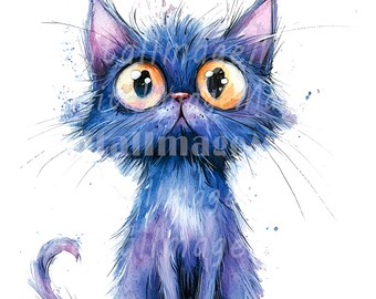 24 PNG wunderliche Katzen Clipart, lustige Katzen, digitale Clipart, Aquarell Clipart, transparente PNGs, druckbare Clipart, digitaler Download