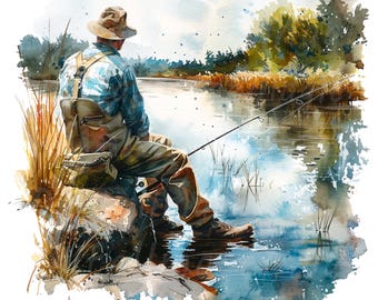 釣りをする男性、JPG画像20枚、クリップアート、ボート釣り、風景