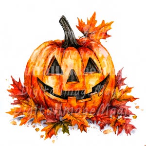 24 cliparts citrouille d'Halloween, clipart aquarelle imprimable, fichiers JPG de haute qualité, téléchargement numérique, créations en papier, journaux indésirables