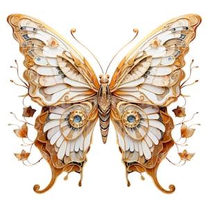 24 Elegante clipart de borboleta dourada, luxo, clipart de aquarela para impressão, PNG/JPG de alta qualidade, download digital, artesanato em papel, diário de lixo