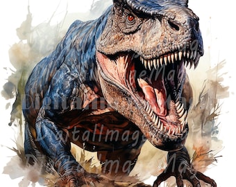 18 T Rex Clipart, Tyrannosaurus Clipart, Printable Watercolor clipart, High Quality JPG/PNGs, Digital download, Paper craft, Junk Journals