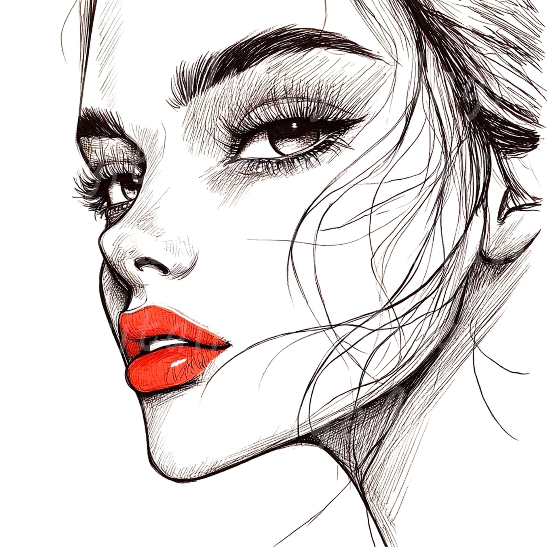 Contour gezicht tekening - Etsy België, image size:1900x1900