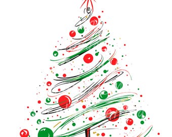 24 lignes art sapin de Noël clipart, clipart aquarelle minimaliste, imprimable, haute qualité JPG/PNG, téléchargement numérique, créations de papier