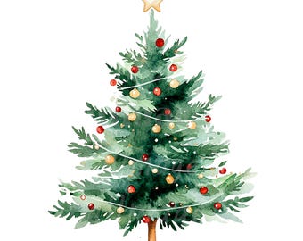 20 minimalistische Weihnachtsbaum Clipart, druckbare Aquarell Clipart, hochwertige PNG / JPGs, digitaler Download, Papiermodell, Junk Journals