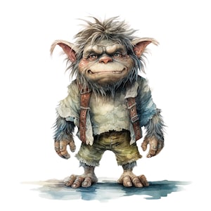 18 Troll Clipart, Troll scandinavo Clipart, Clipart acquerello stampabile, PNG/JPG di alta qualità, Download digitale, Carta artigianale, Diari