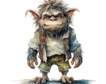 18 trollen clipart, Scandinavische troll clipart, afdrukbare aquarel clipart, hoge kwaliteit PNG/JPGs, digitale download, Papercraft, tijdschriften