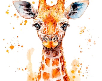 24 Giraffe Baby Clipart, Giraffe for Nursery, Printable Watercolor clipart, High Quality PNG, Digital download, High resolution, Paper craft
