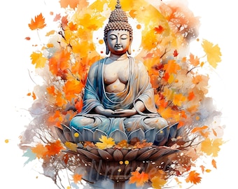 19 The Buddha Clipart, Buddhism Clipart, Printable Watercolor clipart, High Quality JPG/PNG, Digital download, Paper craft, Junk Journal