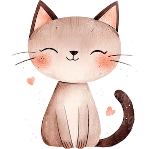 18 Cartoon Cat Clipart, Nursery Cat, Kitten, Printable Watercolor clipart, High Quality PNG/JPG, Digital download, Paper craft, Journals