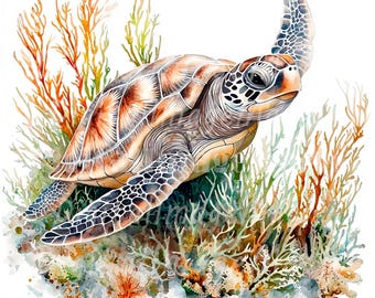 24 Watercolor Turtle Clipart, Marine Turtle, Printable Watercolor clipart, High Quality JPGs, Digital download, Paper craft, Junk journal