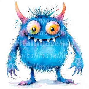 Wunderliche Monster Clipart - 24 hochwertige JPGs - Druckbare Aquarell Clipart, hochwertige JPGs, digitaler Download, Papierarbeiten, Journals