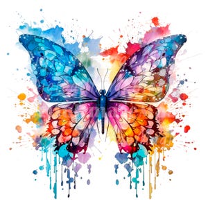 12 clipart de borboleta abstrata, borboleta iridescente, clipart de aquarela para impressão, PNG de alta qualidade, download digital, artesanato em papel, diário